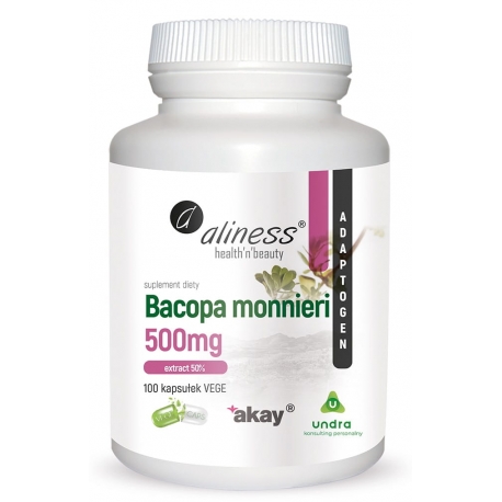 Bacopa monnieri extract 50%, 500 mg 100 kapsułek, Aliness